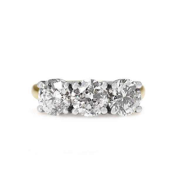 18ct Yellow and White Gold 3.06ct 3 Stone Diamond Ring