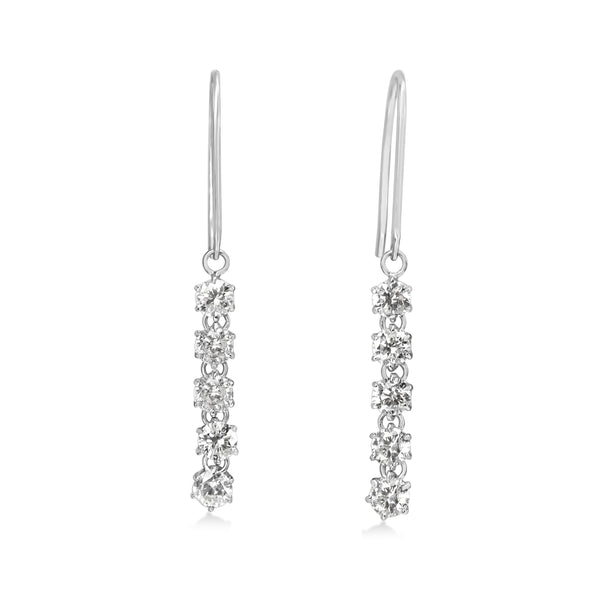 Platinum 1.00ct Diamond Drop Earrings