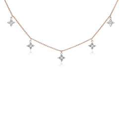 9ct Rose and White Gold Clover Diamond Necklace