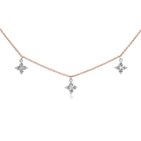 9ct Rose and White Gold Clover Diamond Necklace