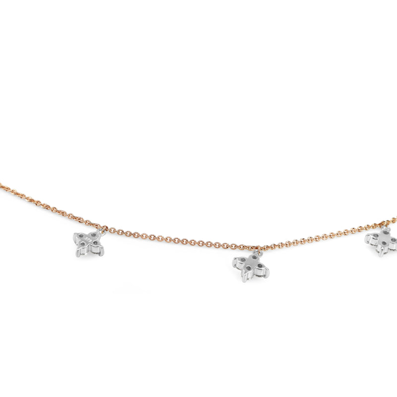 9ct Rose and White Gold Clover Diamond Necklace