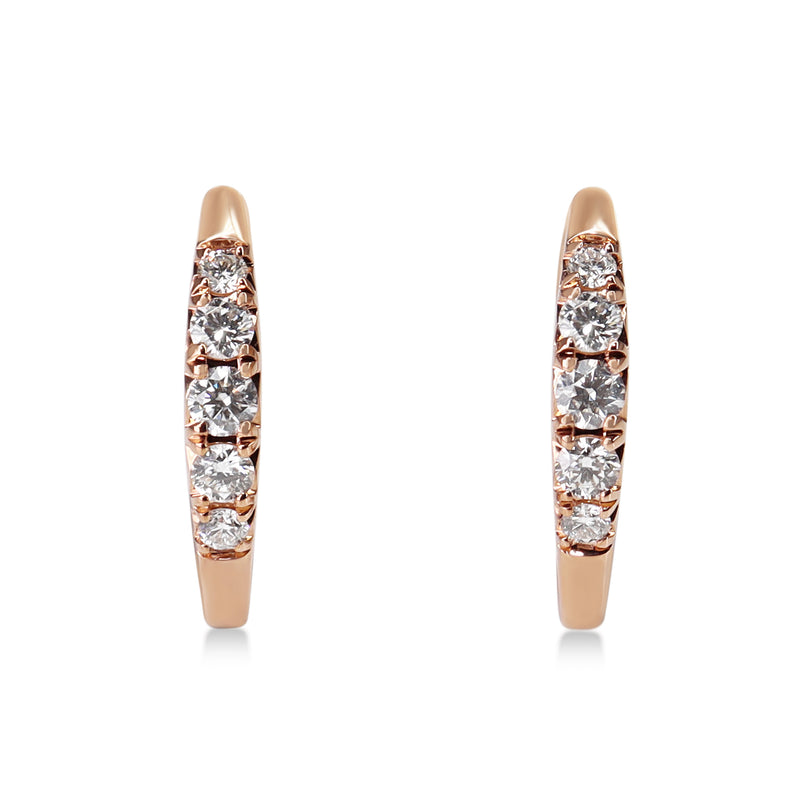 9ct Rose Gold Graduated Diamond Hoop Earrings