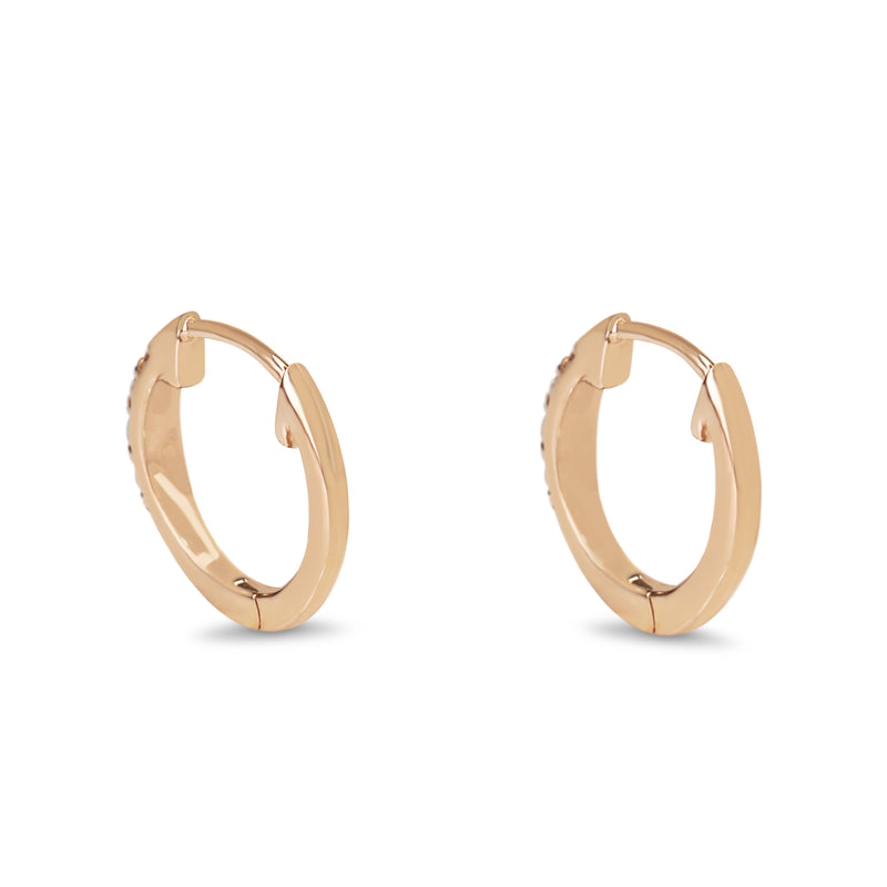 9ct Rose Gold Graduated Diamond Hoop Earrings