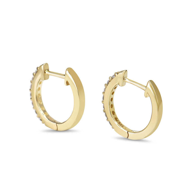 9ct Yellow Gold .25ct Diamond Hoop Earrings