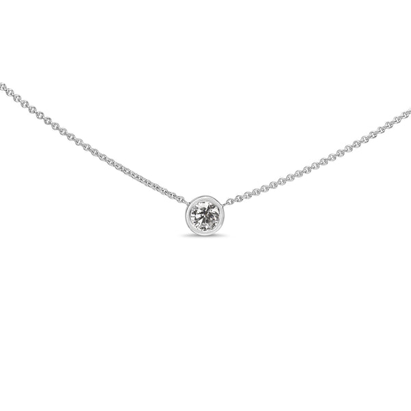 18ct White Gold .42ct Diamond Bezel Solitaire Necklace