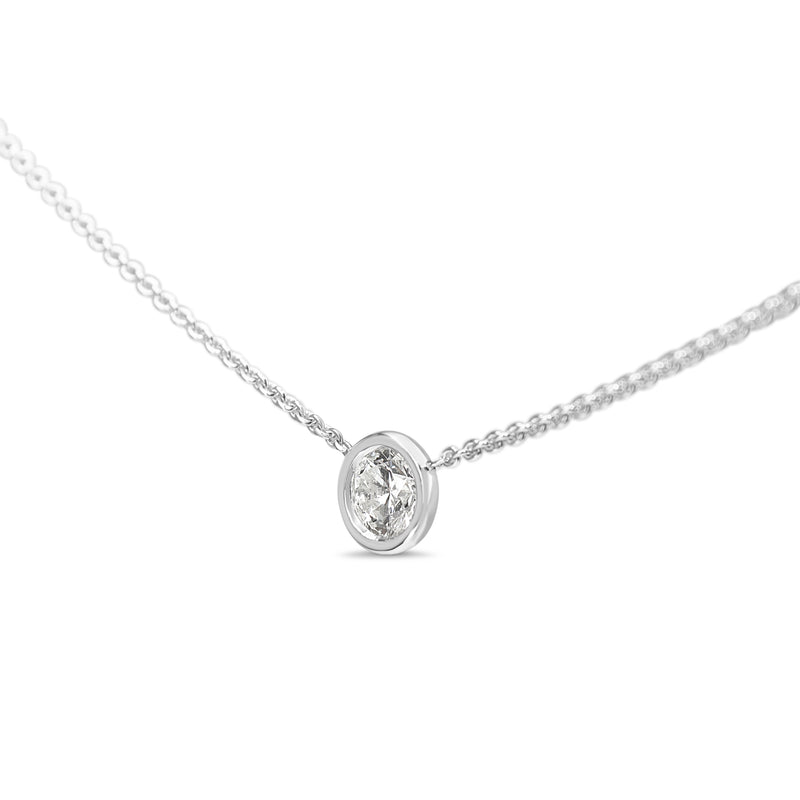 18ct White Gold .42ct Diamond Bezel Solitaire Necklace