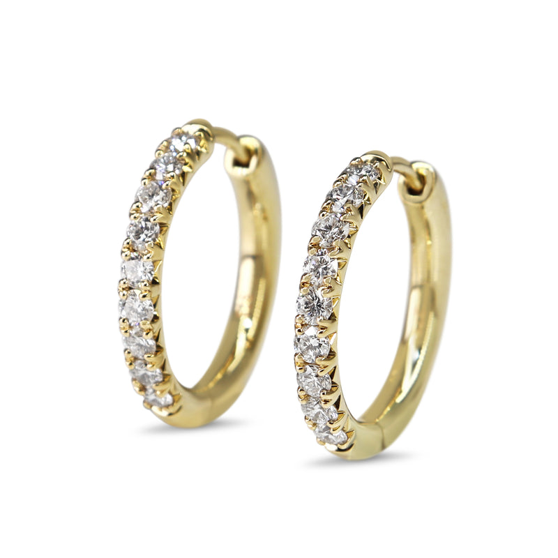 9ct Yellow Gold .65ct Diamond Hoop Earrings