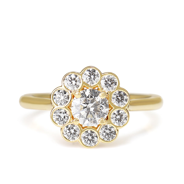 18ct Yellow Gold Diamond Daisy Style Ring