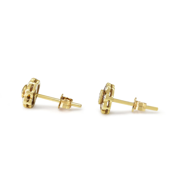 18ct Yellow Gold Diamond Daisy Stud Earrings