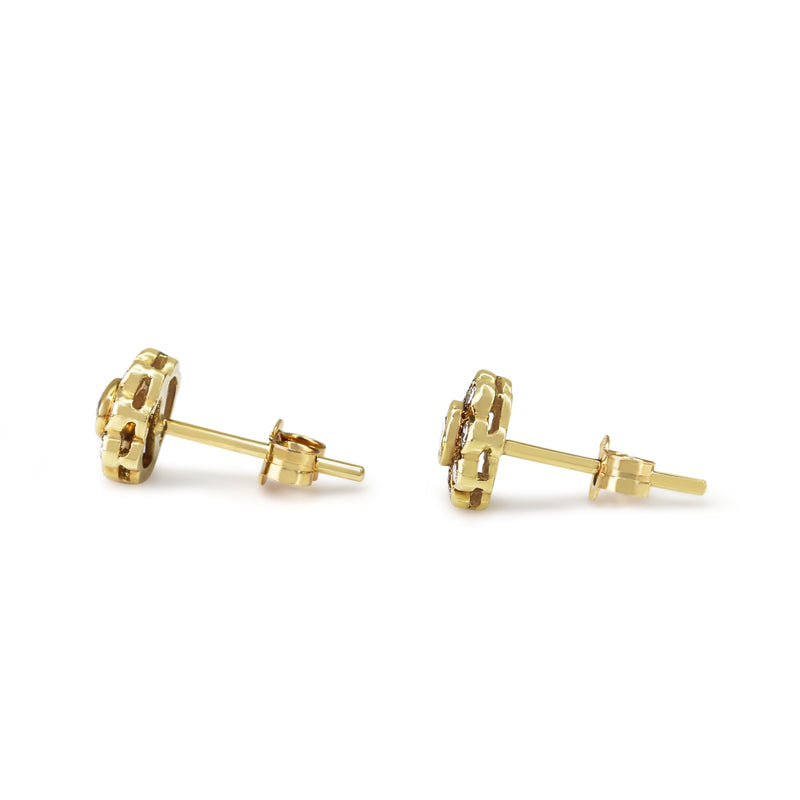 18ct Yellow Gold Diamond Daisy Stud Earrings