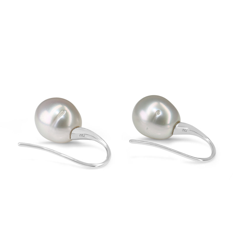 18ct White Gold 12mm South Sea Pearl and Diamond Earrings