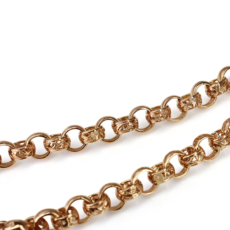 9ct Rose Gold Belcher Filigree Link Necklace with Padlock Clasp