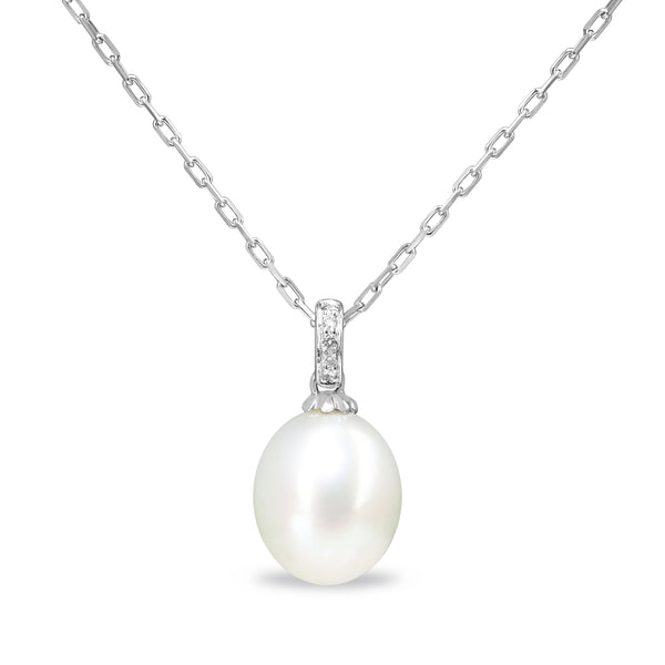 18ct White Gold 11mm South Sea Pearl and Diamond Necklace