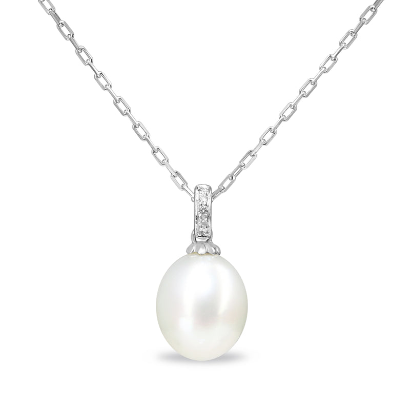 18ct White Gold 11mm South Sea Pearl and Diamond Necklace