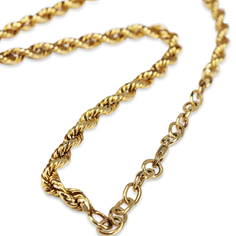 9ct Yellow Gold Antique Rope Chain Necklace with Locket and Fob