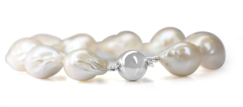 Silver Fresh Water Baroque Pearl Bracelet