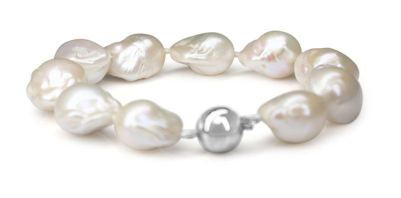 Silver Fresh Water Baroque Pearl Bracelet