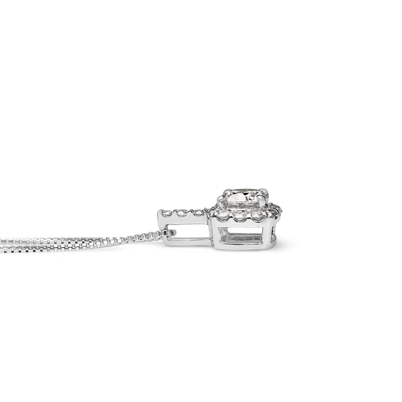 Platinum Diamond Halo Necklace