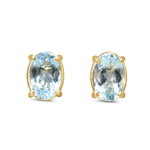 14ct Yellow Gold Aquamarine Stud Earrings