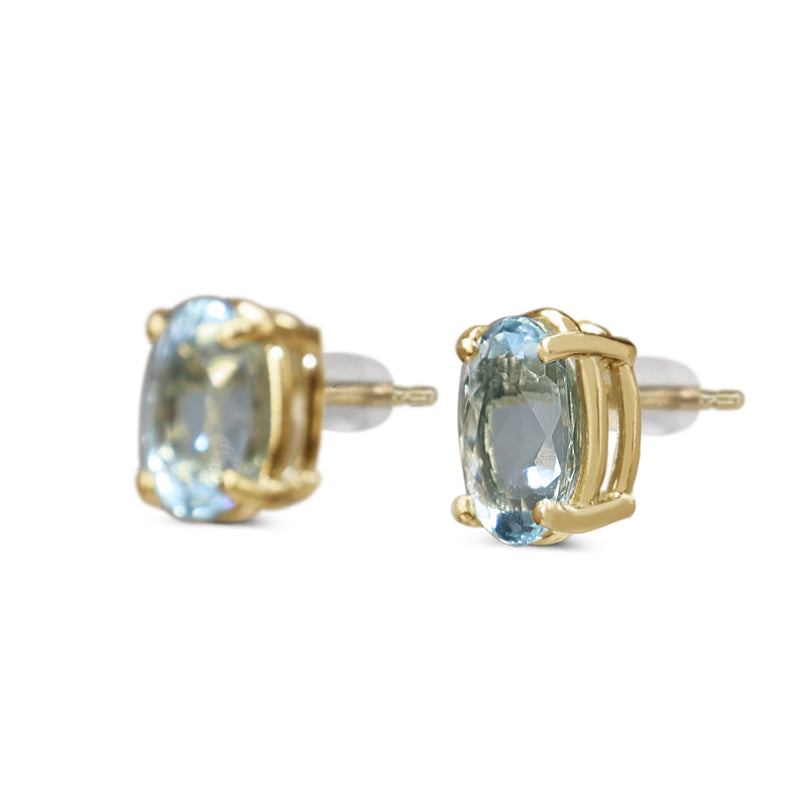 14ct Yellow Gold Aquamarine Stud Earrings