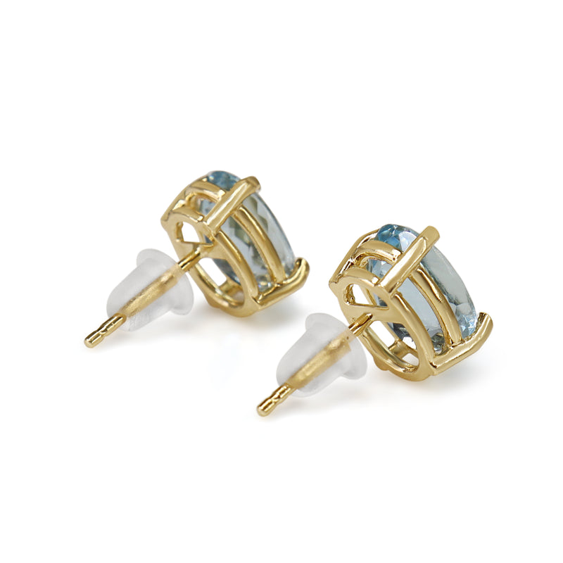 14ct Yellow Gold Aquamarine Stud Earrings