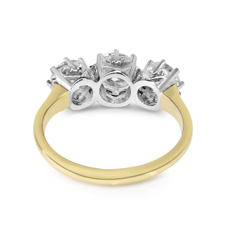 18ct Yellow and White Gold Victorian Style 3 Stone Diamond Ring