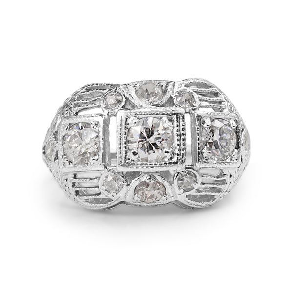 Platinum Art Deco Old Cut Diamond Ring