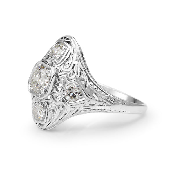 Platinum Art Deco Old Cut Diamond Ring