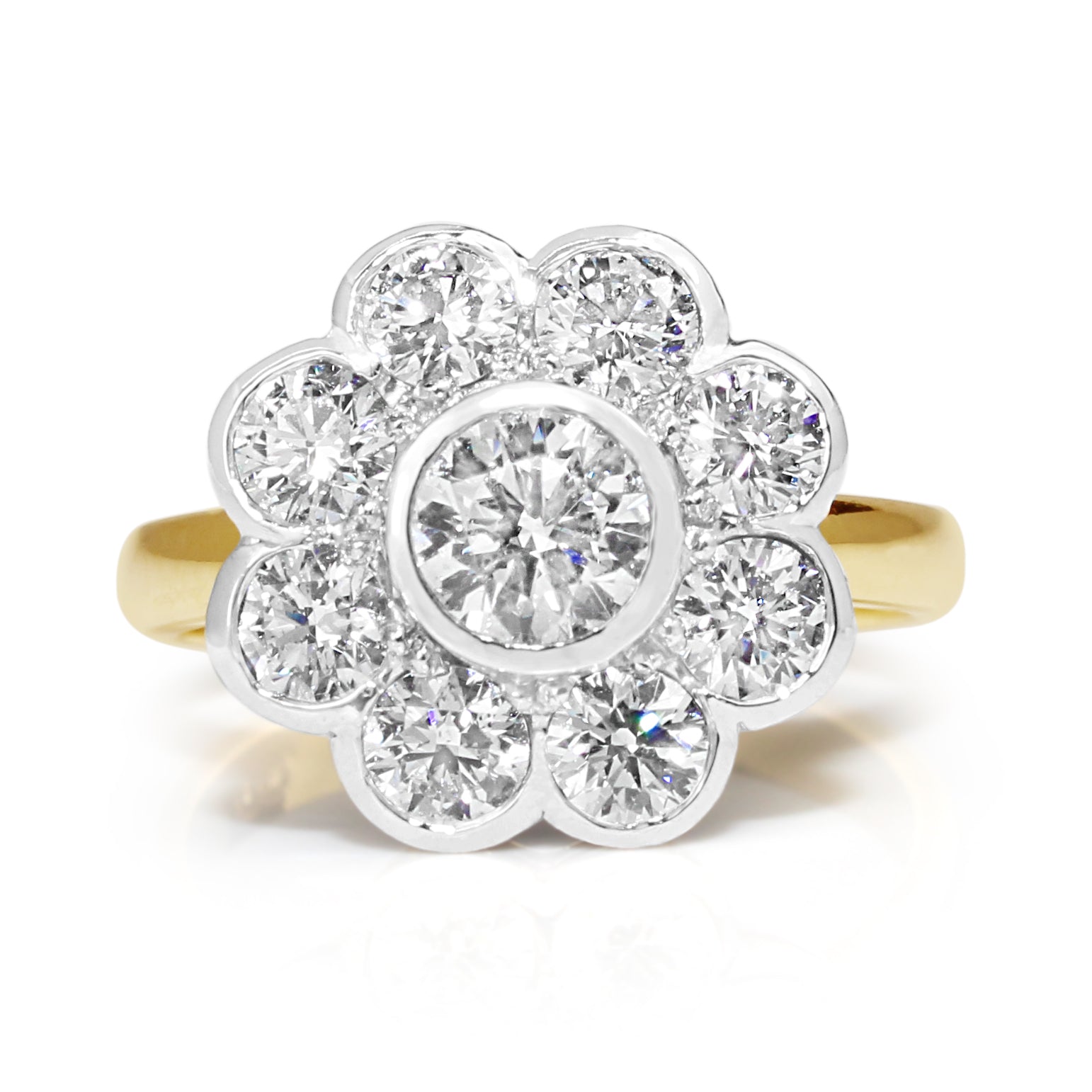 18ct Yellow and White Gold Daisy Diamond Ring – BURLINGTON