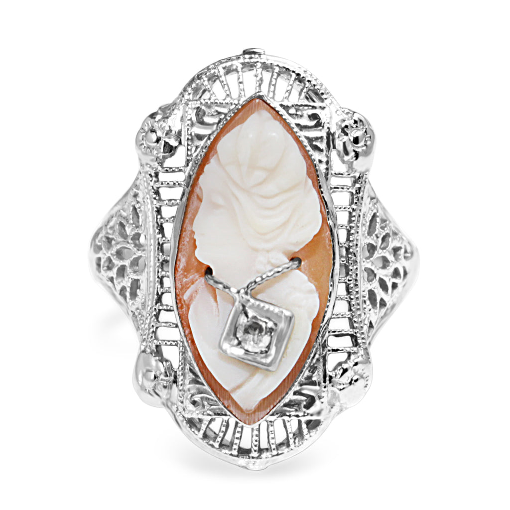 White gold hot sale cameo ring