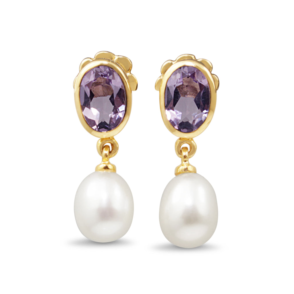 Amethyst and 2024 pearl earrings