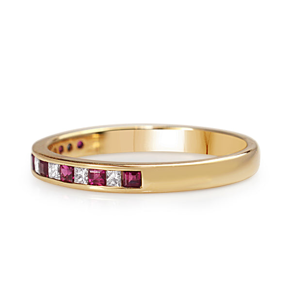 9ct Yellow Gold Channel Set Ruby and Diamond Ring – BURLINGTON