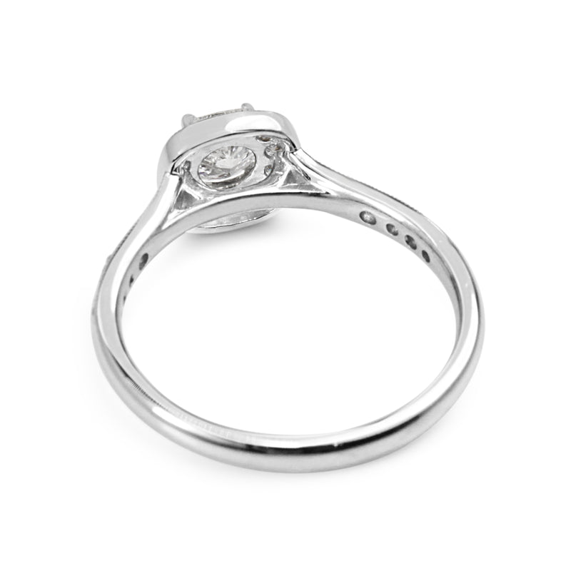 18ct White Gold Cushion Diamond Halo Ring