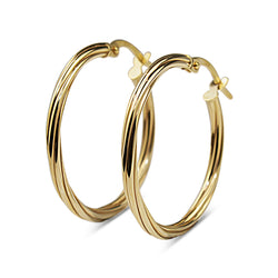 9ct Yellow Gold 25mm Twist Hoop Earrings