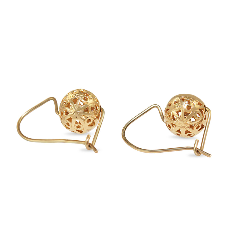 9ct Yellow Gold Filigree Drop Euroballs