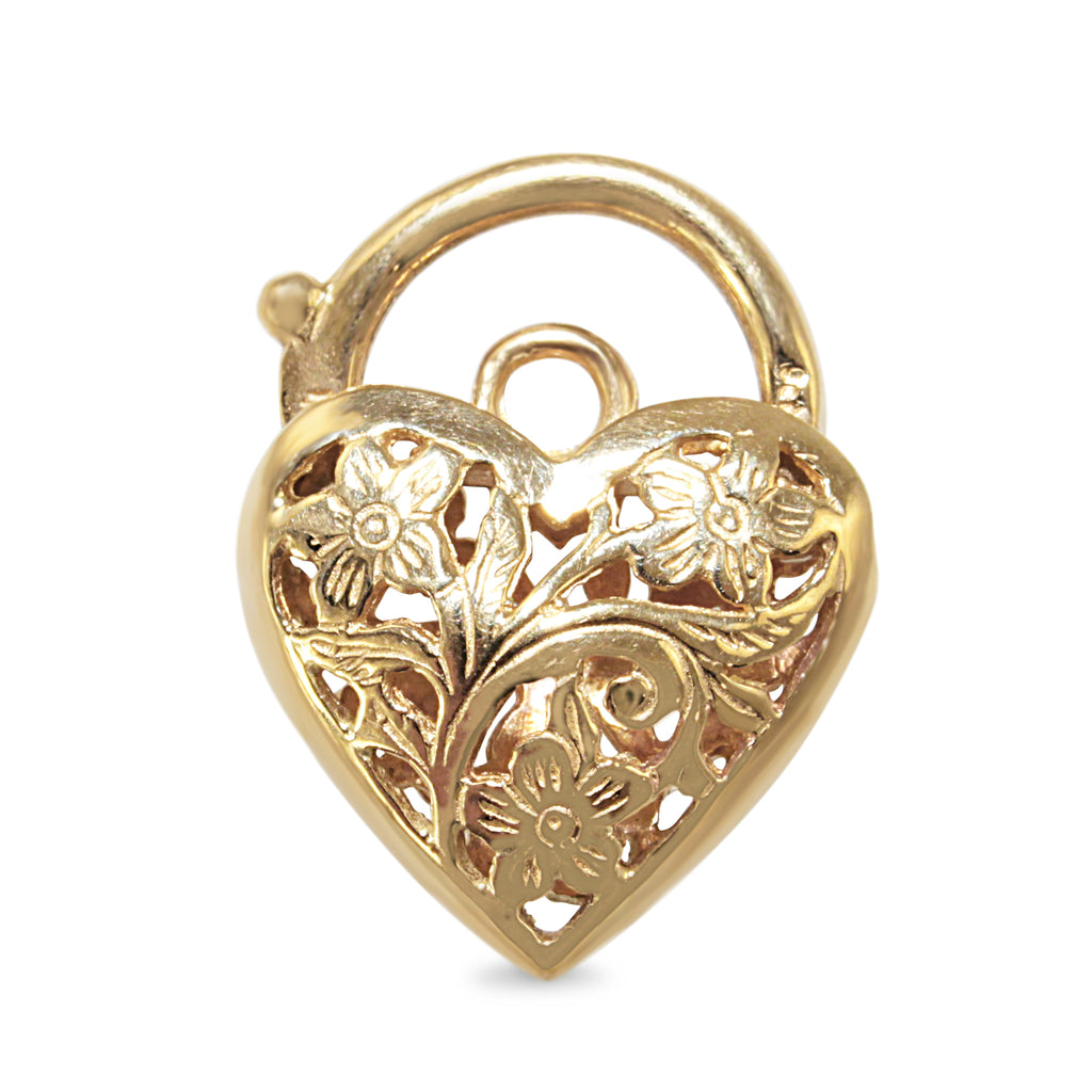 Gold heart hot sale padlock clasp